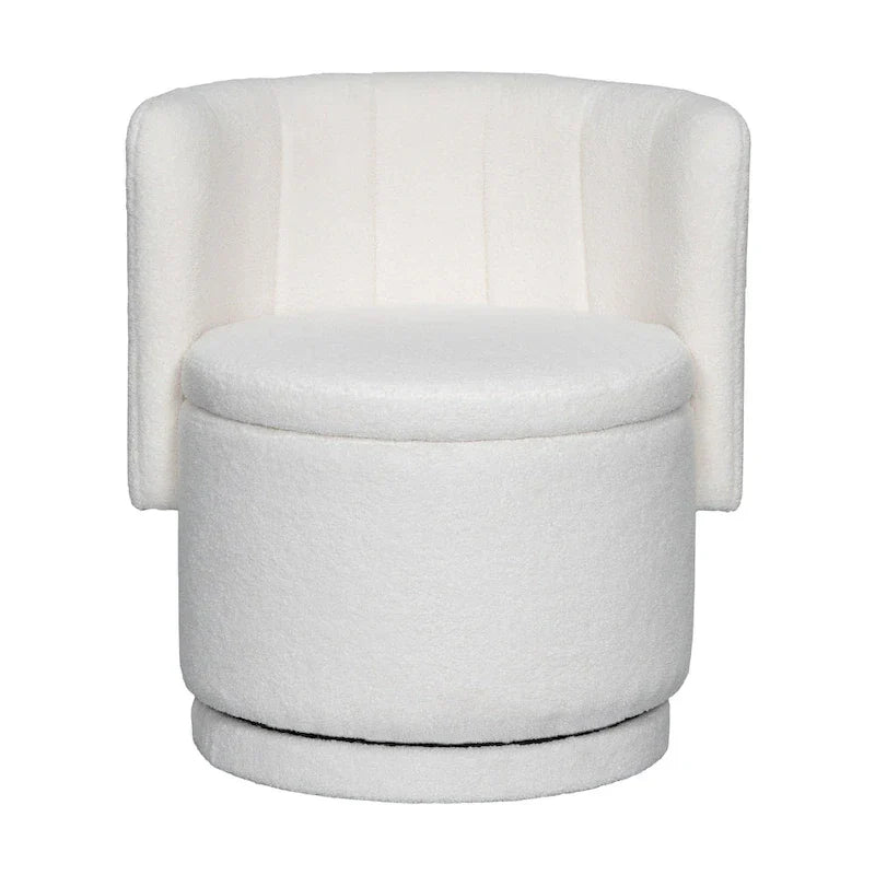 Fauteuil pivotant en tissu bouclé avec rangement pour salon, gris