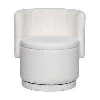 Fauteuil pivotant en tissu bouclé avec rangement pour salon, gris