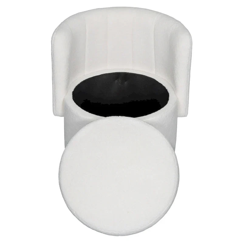 Fauteuil pivotant en tissu bouclé avec rangement pour salon, gris