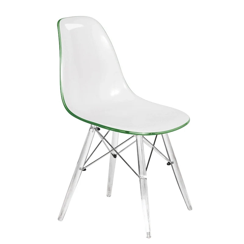 Chaise d'appoint de banquet en acrylique Dover avec pieds Eiffel pour intérieur, extérieur, maison, bureau, salon et cuisine
