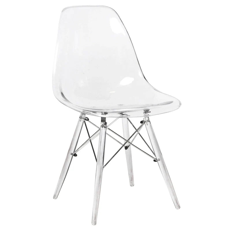 Chaise d'appoint de banquet en acrylique Dover avec pieds Eiffel pour intérieur, extérieur, maison, bureau, salon et cuisine