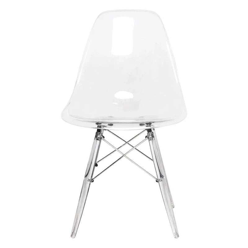 Chaise d'appoint de banquet en acrylique Dover avec pieds Eiffel pour intérieur, extérieur, maison, bureau, salon et cuisine