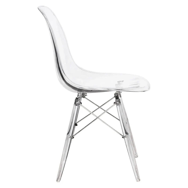 Chaise d'appoint de banquet en acrylique Dover avec pieds Eiffel pour intérieur, extérieur, maison, bureau, salon et cuisine