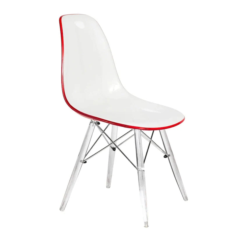 Chaise d'appoint de banquet en acrylique Dover avec pieds Eiffel pour intérieur, extérieur, maison, bureau, salon et cuisine