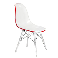 Chaise d'appoint de banquet en acrylique Dover avec pieds Eiffel pour intérieur, extérieur, maison, bureau, salon et cuisine