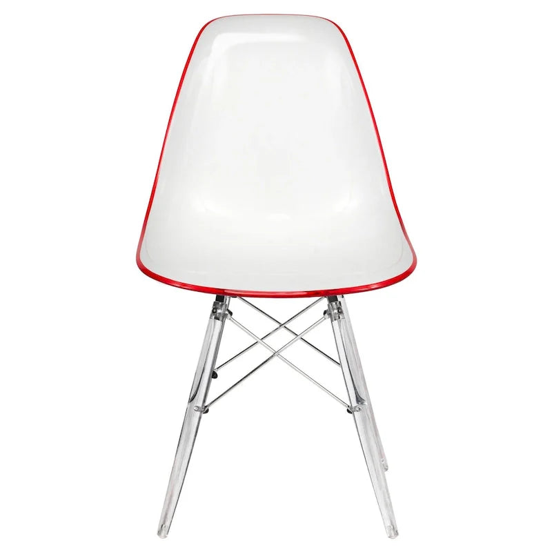 Chaise d'appoint de banquet en acrylique Dover avec pieds Eiffel pour intérieur, extérieur, maison, bureau, salon et cuisine