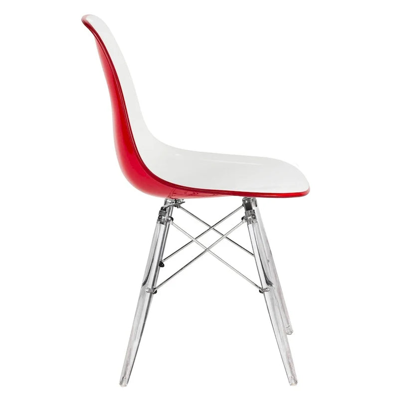 Chaise d'appoint de banquet en acrylique Dover avec pieds Eiffel pour intérieur, extérieur, maison, bureau, salon et cuisine