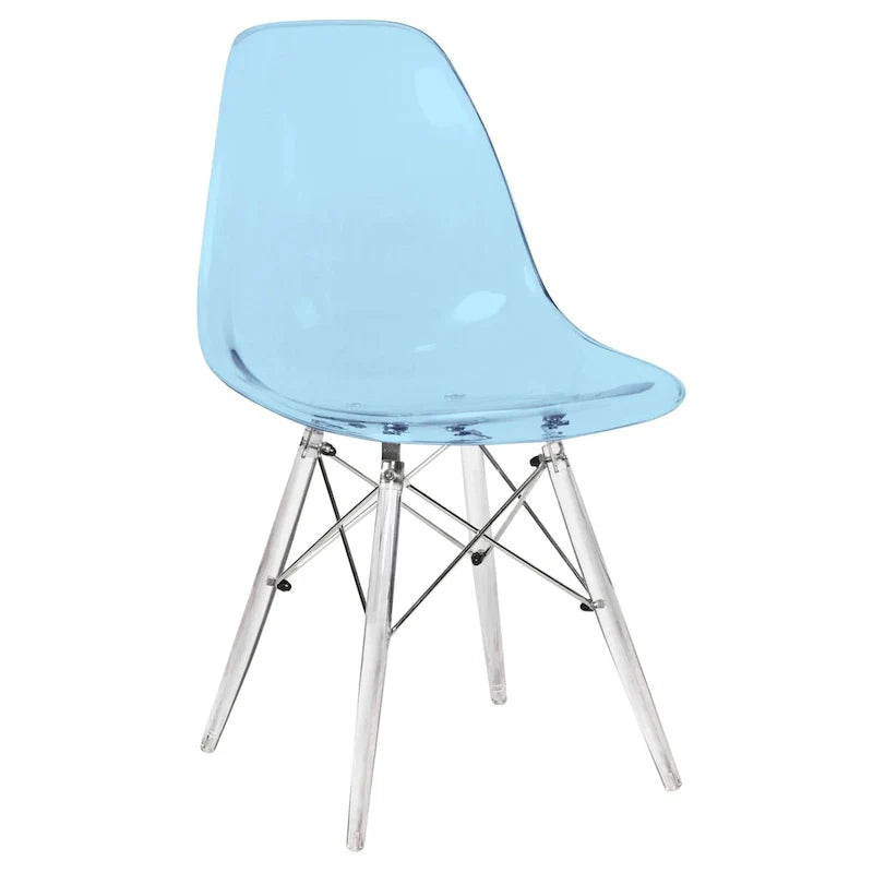 Chaise d'appoint de banquet en acrylique Dover avec pieds Eiffel pour intérieur, extérieur, maison, bureau, salon et cuisine