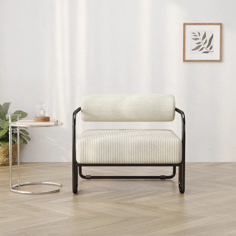 Fauteuil d'appoint en velours côtelé avec cadre en fer pour salon