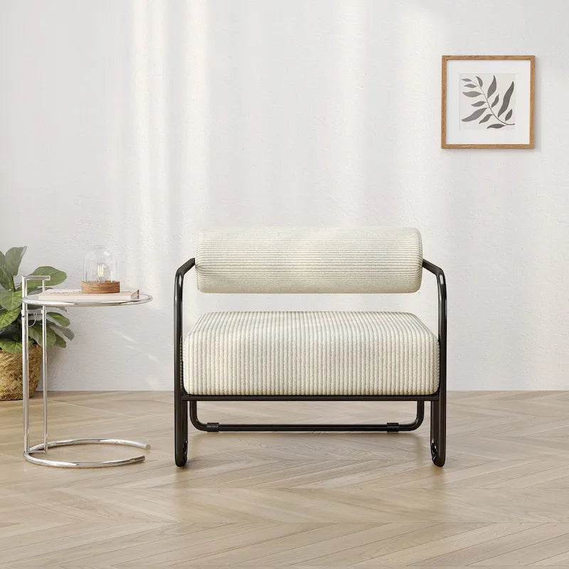 Fauteuil d'appoint en velours côtelé avec cadre en fer pour salon