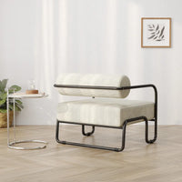 Fauteuil d'appoint en velours côtelé avec cadre en fer pour salon