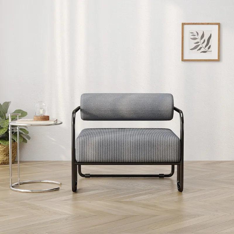 Fauteuil d'appoint en velours côtelé avec cadre en fer pour salon