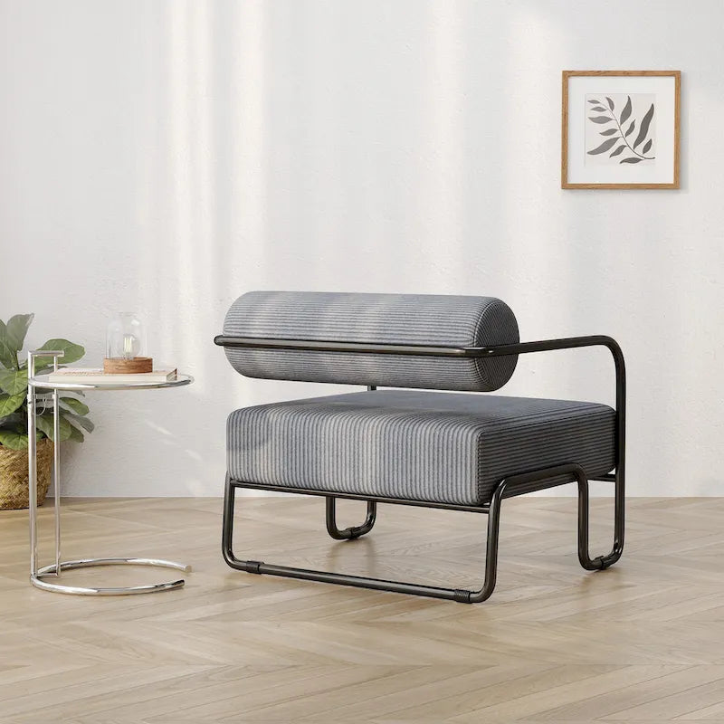 Fauteuil d'appoint en velours côtelé avec cadre en fer pour salon