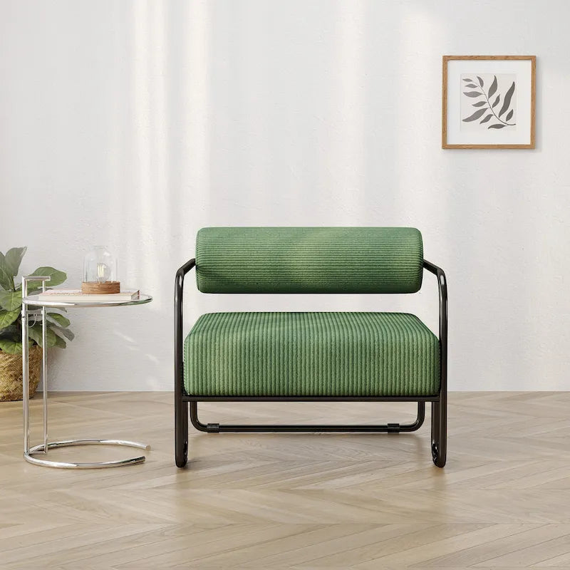 Fauteuil d'appoint en velours côtelé avec cadre en fer pour salon