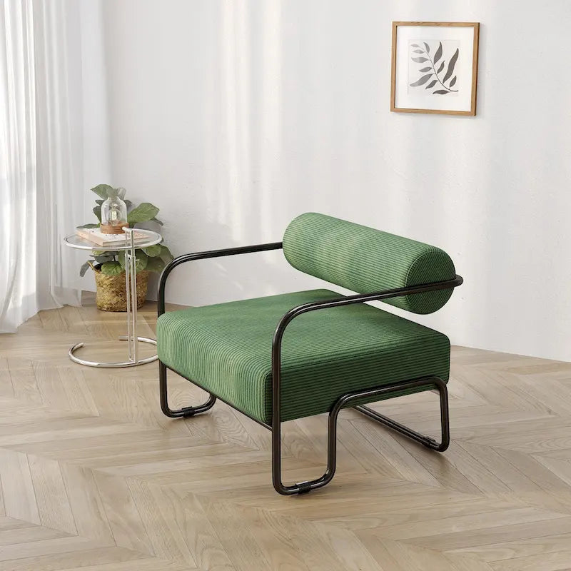 Fauteuil d'appoint en velours côtelé avec cadre en fer pour salon