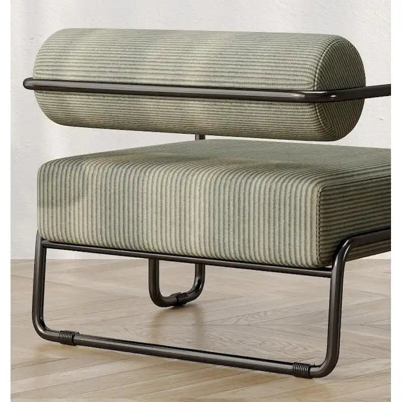 Fauteuil d'appoint en velours côtelé avec cadre en fer pour salon