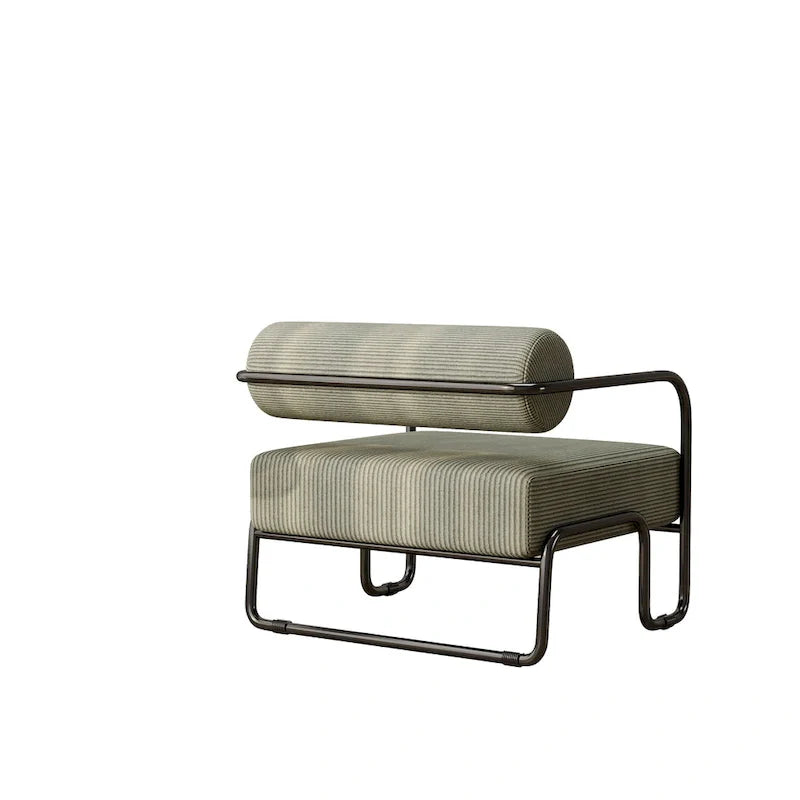 Fauteuil d'appoint en velours côtelé avec cadre en fer pour salon