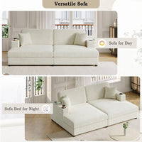Canapé-lit sectionnel surdimensionné Roomfitters avec chaise longue, en velours côtelé avec ports USB et porte-gobelets