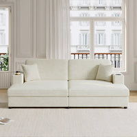 Canapé-lit sectionnel surdimensionné Roomfitters avec chaise longue, en velours côtelé avec ports USB et porte-gobelets