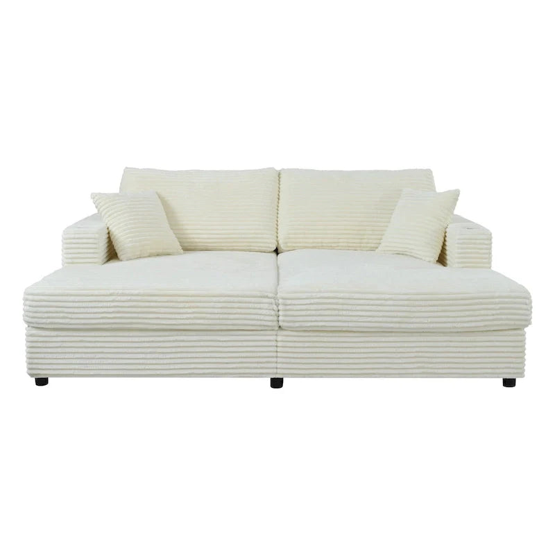 Canapé-lit sectionnel surdimensionné Roomfitters avec chaise longue, en velours côtelé avec ports USB et porte-gobelets