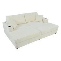 Canapé-lit sectionnel surdimensionné Roomfitters avec chaise longue, en velours côtelé avec ports USB et porte-gobelets