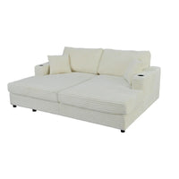 Canapé-lit sectionnel surdimensionné Roomfitters avec chaise longue, en velours côtelé avec ports USB et porte-gobelets