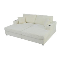 Canapé-lit sectionnel surdimensionné Roomfitters avec chaise longue, en velours côtelé avec ports USB et porte-gobelets