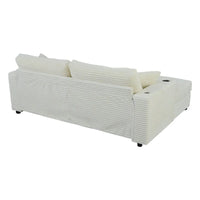 Canapé-lit sectionnel surdimensionné Roomfitters avec chaise longue, en velours côtelé avec ports USB et porte-gobelets