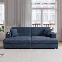 Canapé-lit sectionnel surdimensionné Roomfitters avec chaise longue, en velours côtelé avec ports USB et porte-gobelets