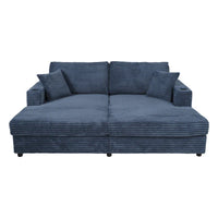 Canapé-lit sectionnel surdimensionné Roomfitters avec chaise longue, en velours côtelé avec ports USB et porte-gobelets