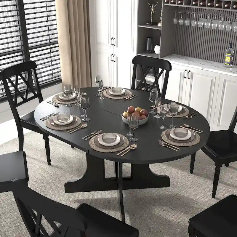 Table à manger pour cuisine de ferme avec plateau de table ovale extensible