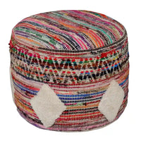 Pouf cylindrique arc-en-ciel de 45 cm, motif géométrique pour salon