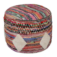 Pouf cylindrique arc-en-ciel de 45 cm, motif géométrique pour salon