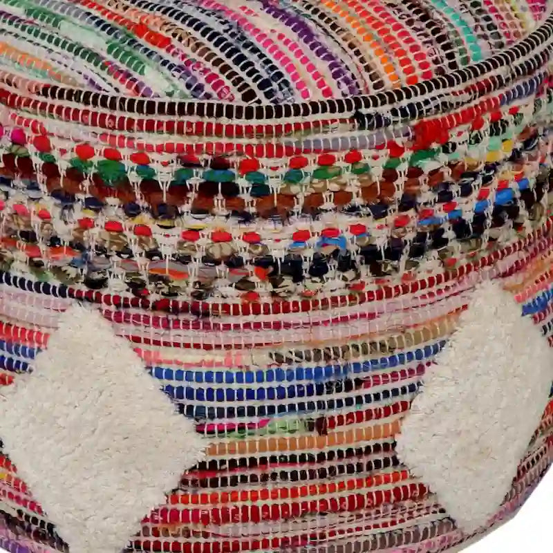 Pouf cylindrique arc-en-ciel de 45 cm, motif géométrique pour salon