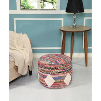 Pouf cylindrique arc-en-ciel de 45 cm, motif géométrique pour salon
