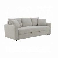 Canapé-lit Conan, grand lit pliant, 2 oreillers, tissu bouclé gris, 89 pouces