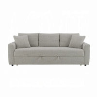 Canapé-lit Conan, grand lit pliant, 2 oreillers, tissu bouclé gris, 89 pouces