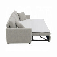 Canapé-lit Conan, grand lit pliant, 2 oreillers, tissu bouclé gris, 89 pouces