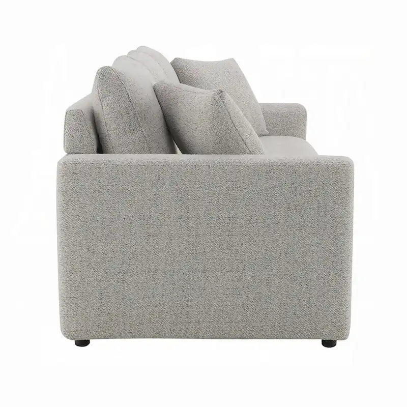 Canapé-lit Conan, grand lit pliant, 2 oreillers, tissu bouclé gris, 89 pouces
