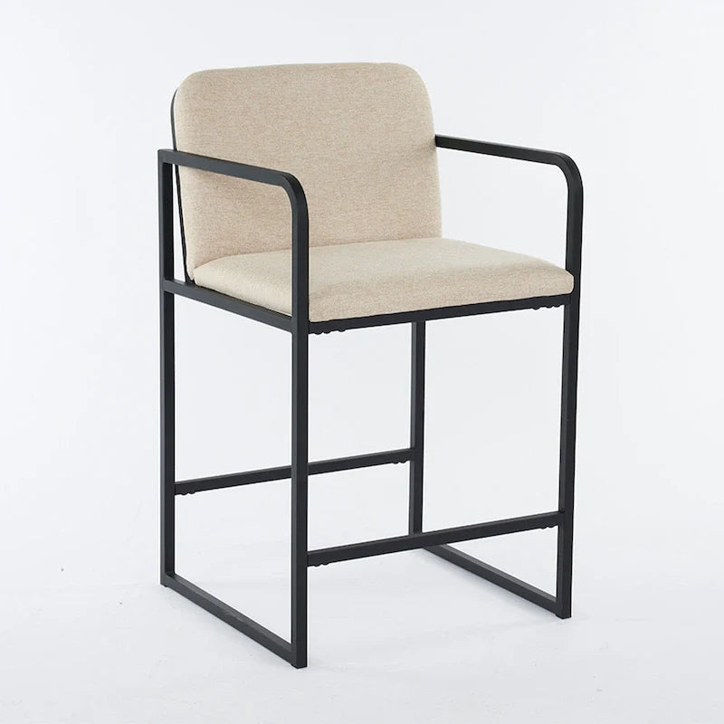 Lot de 2 tabourets de bar à hauteur de comptoir, modernes et rembourrés, avec accoudoirs, structure en métal et assise rembourrée