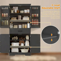 Meuble de Rangement de Cuisine de 183 cm pour Salle à Manger, Étagères Réglables