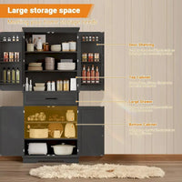 Meuble de Rangement de Cuisine de 183 cm pour Salle à Manger, Étagères Réglables