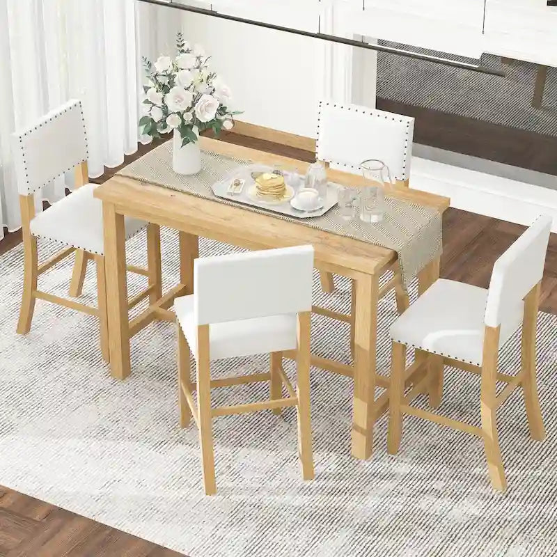 Table de salle à manger hauteur comptoir 5 pièces avec 4 chaises