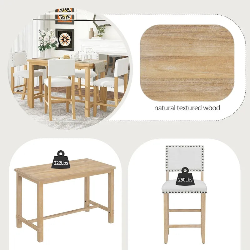 Table de salle à manger hauteur comptoir 5 pièces avec 4 chaises