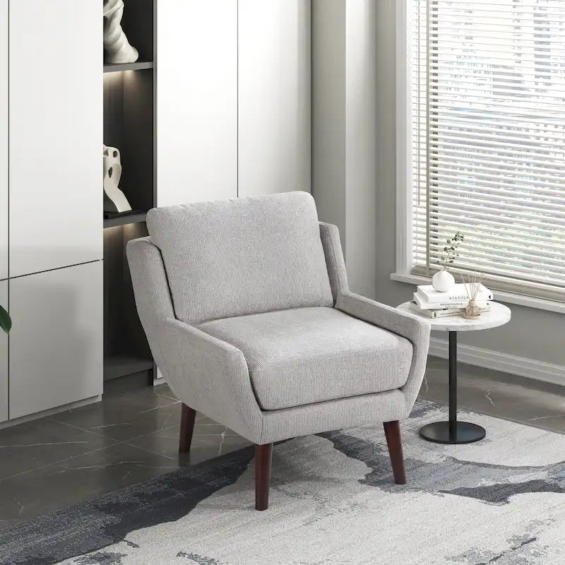 Fauteuil d'appoint contemporain confortable avec revêtement durable et pieds en bois massif