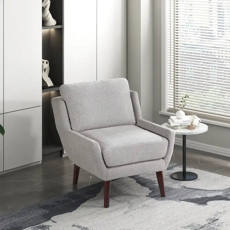 Fauteuil d'appoint contemporain confortable avec revêtement durable et pieds en bois massif