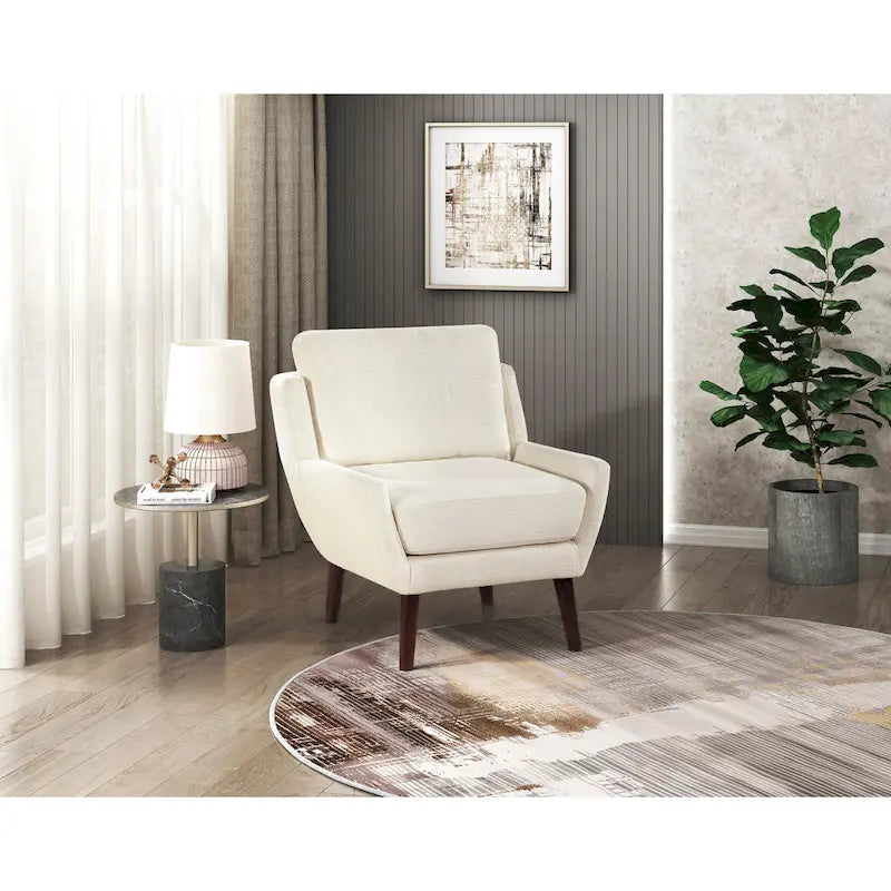 Fauteuil d'appoint contemporain confortable avec revêtement durable et pieds en bois massif