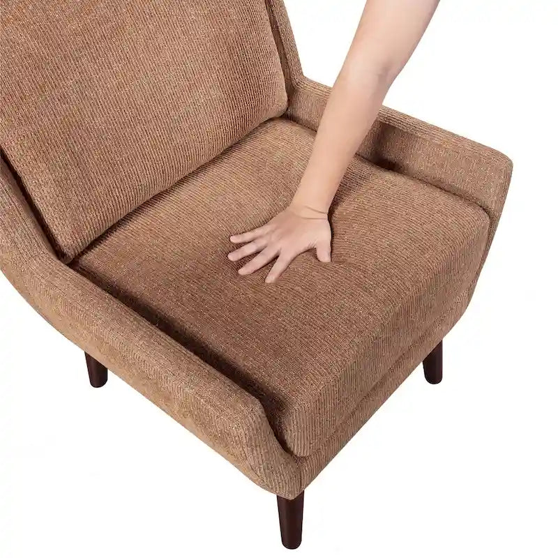 Fauteuil d'appoint contemporain confortable avec revêtement durable et pieds en bois massif