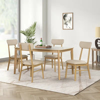 Ensemble de table à manger rectangulaire 6 pièces avec 4 chaises de salle à manger rembourrées et banc, ensemble de table à manger moderne décontracté pour cuisine