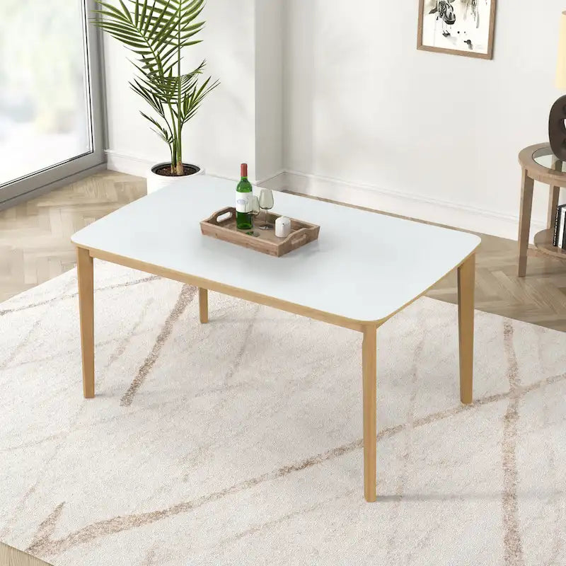 Ensemble de table à manger rectangulaire 6 pièces avec 4 chaises de salle à manger rembourrées et banc, ensemble de table à manger moderne décontracté pour cuisine